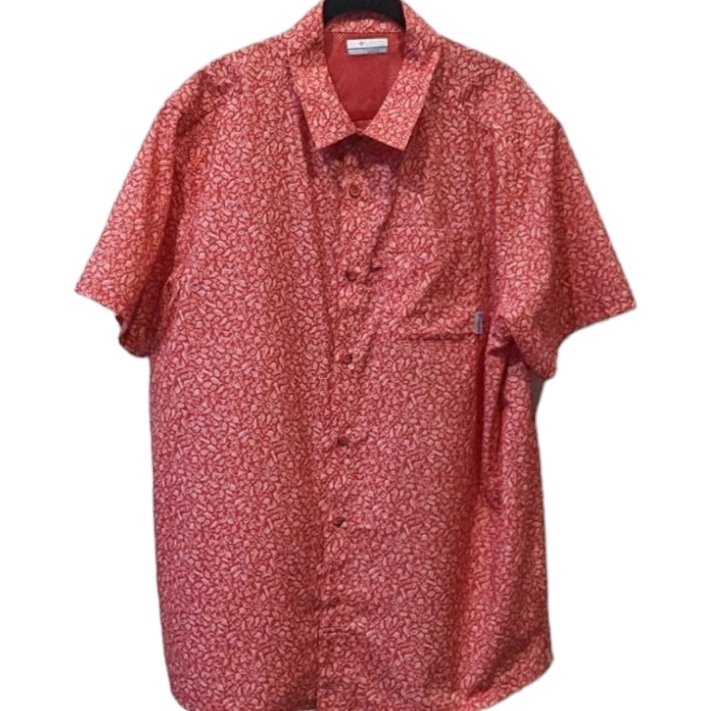Columbia Performance Fishing Gear Activewear Grill Print Button Up Shirt (L)